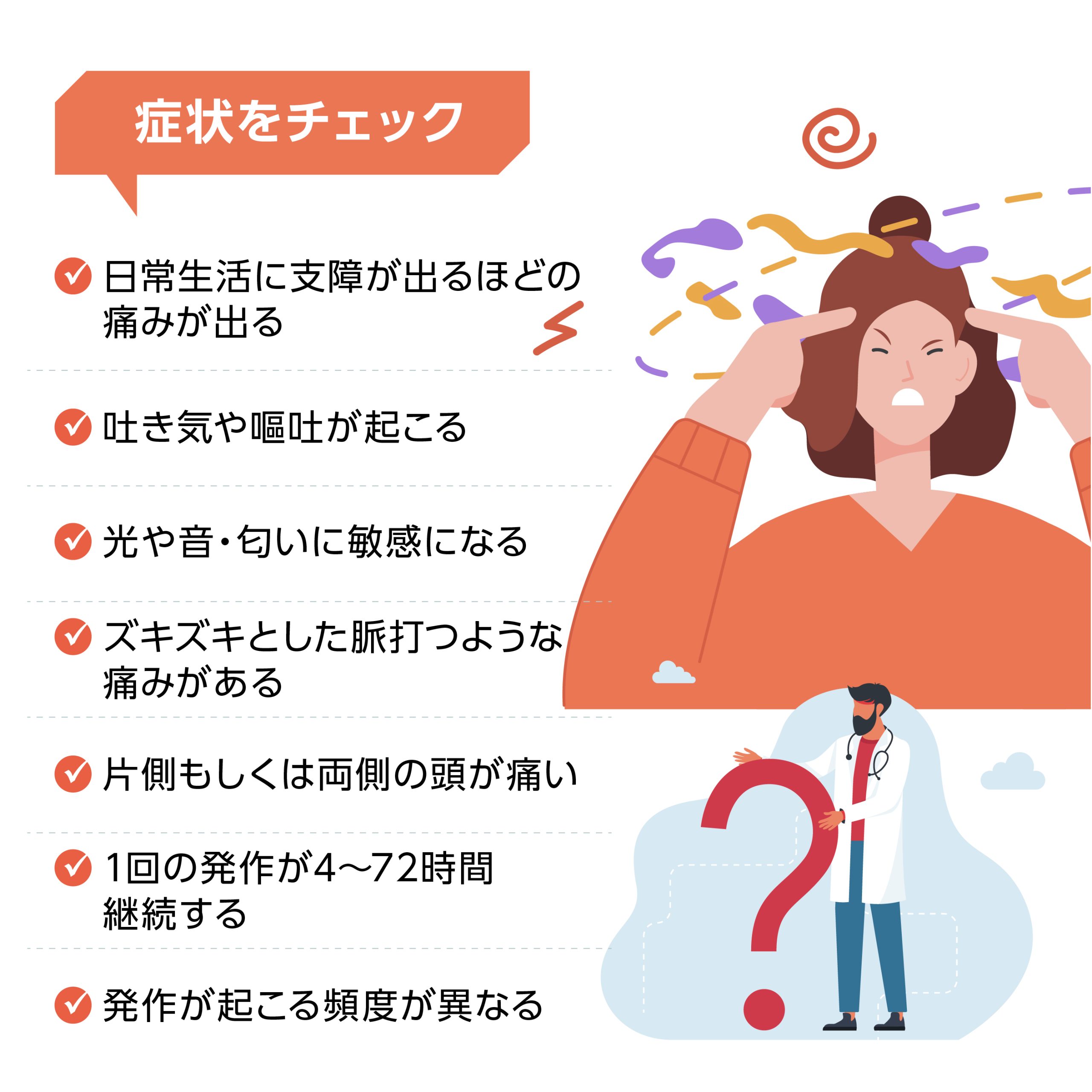 片頭痛の症状とは 自分の症状が当てはまるかチェック_画像